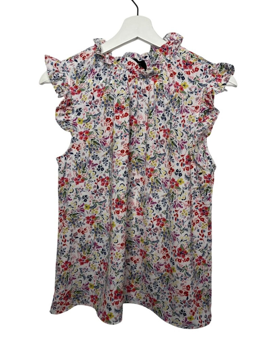 W5 Blouse Womens Small Floral Ruffle Sleeveless Cottagecore Boho Lightweight
